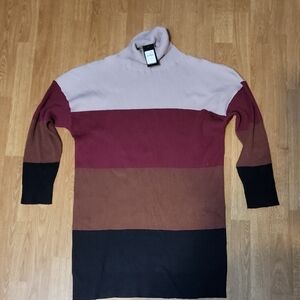 Colorblock Turtleneck Sweater Dress
